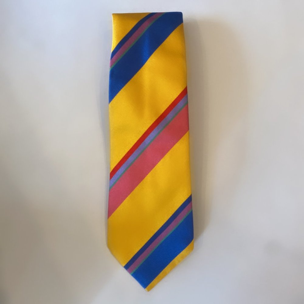 Ralph Lauren Yellow Striped Hand-Made Neck Tie